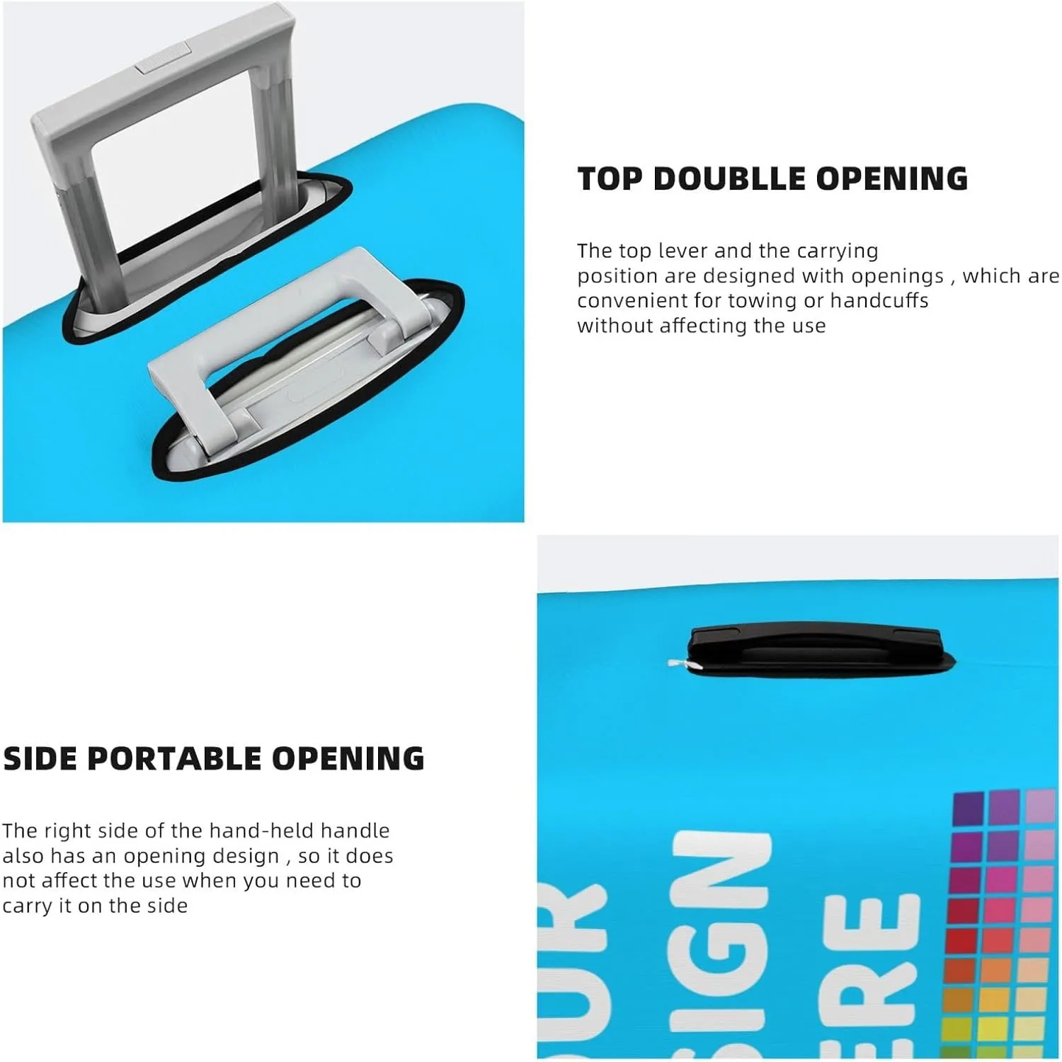 Luggage Cover Personalized Suitcase Covers For Luggage With Photo Text Scratch Resistant Suitcase Cover For Travel BusinessBlueSmall