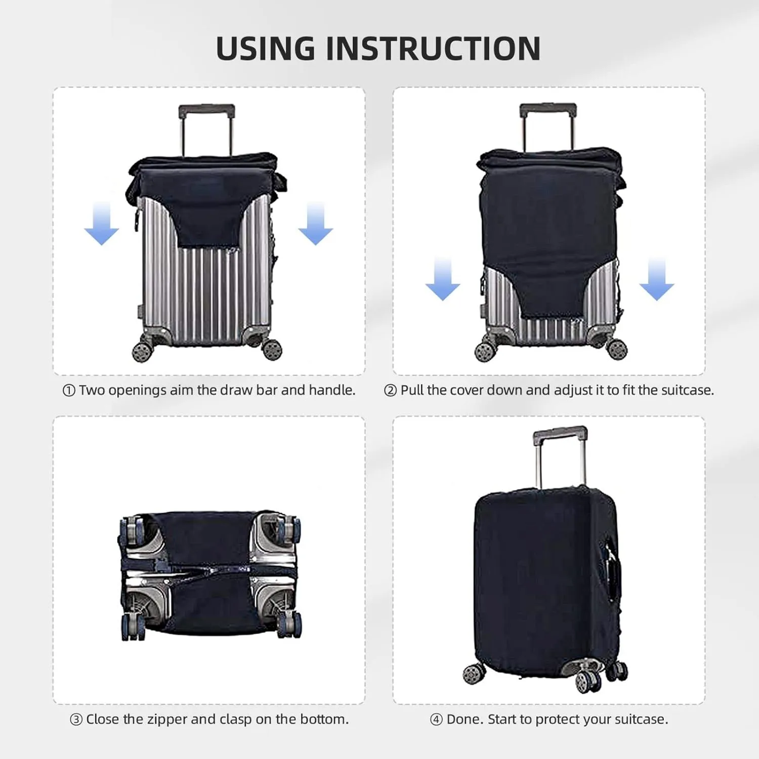 Luggage Cover Personalized Suitcase Covers For Luggage With Photo Text Scratch Resistant Suitcase Cover For Travel BusinessBlueSmall