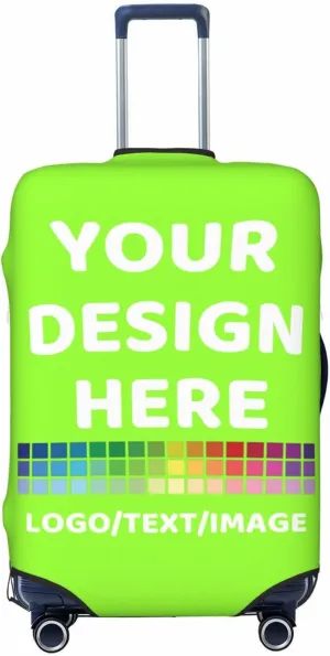 Luggage Cover Personalized Suitcase Covers For Luggage With Photo Text Scratch Resistant Suitcase Cover For Travel BusinessFluorescence GreenSmall