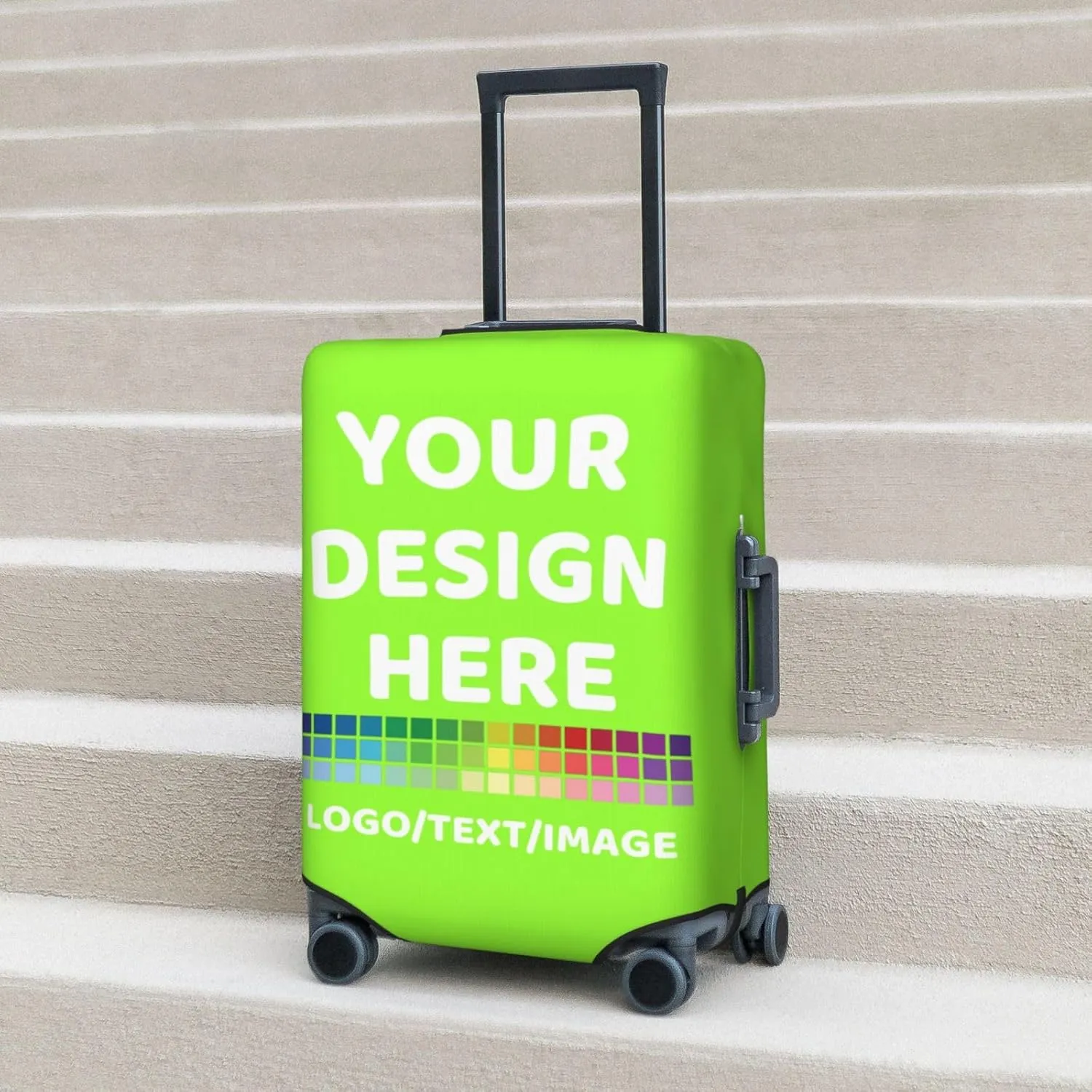 Luggage Cover Personalized Suitcase Covers For Luggage With Photo Text Scratch Resistant Suitcase Cover For Travel BusinessFluorescence GreenSmall