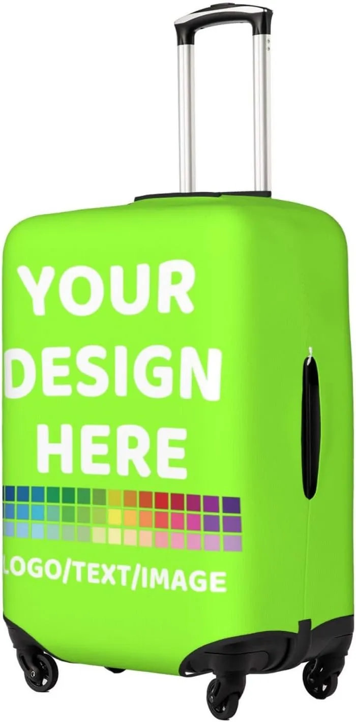 Luggage Cover Personalized Suitcase Covers For Luggage With Photo Text Scratch Resistant Suitcase Cover For Travel BusinessFluorescence GreenSmall