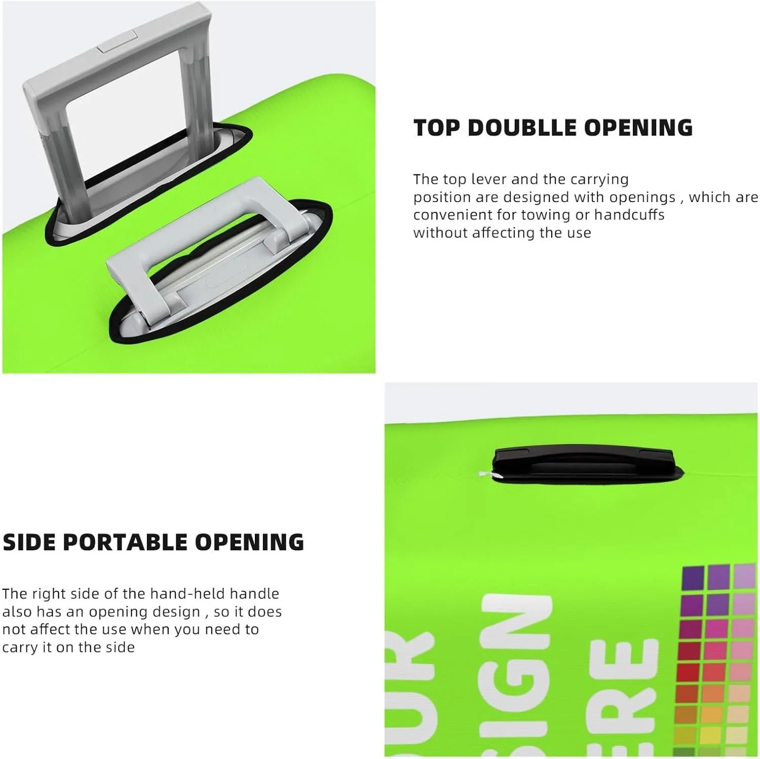 Luggage Cover Personalized Suitcase Covers For Luggage With Photo Text Scratch Resistant Suitcase Cover For Travel BusinessFluorescence GreenSmall