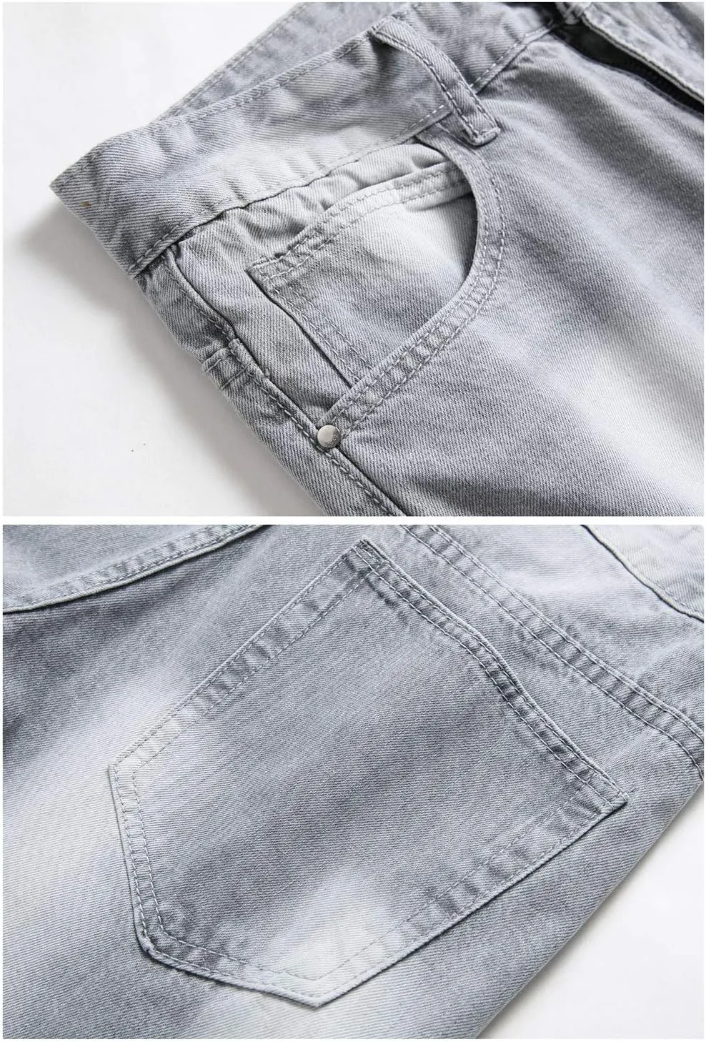 LZLER Mens Ripped Jeans,Distressed Destroyed Slim Fit Straight Leg Denim Pant with Holes