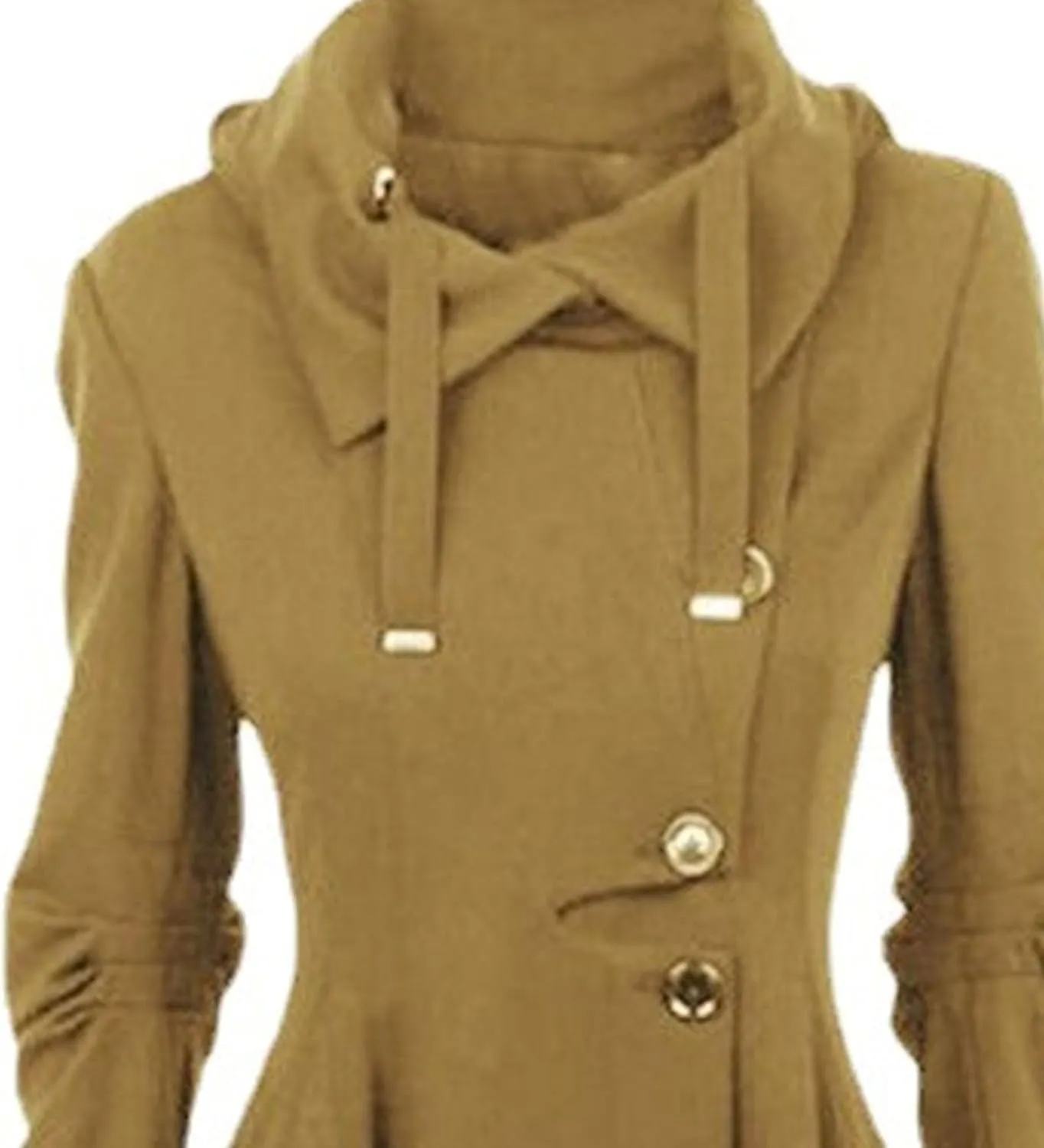 Maiyifu-GJ Womens Single Breasted Hooded Trench Coat Long Sleeve Wool Blend Dress Coats Fall Winter Mid Long Overcoat