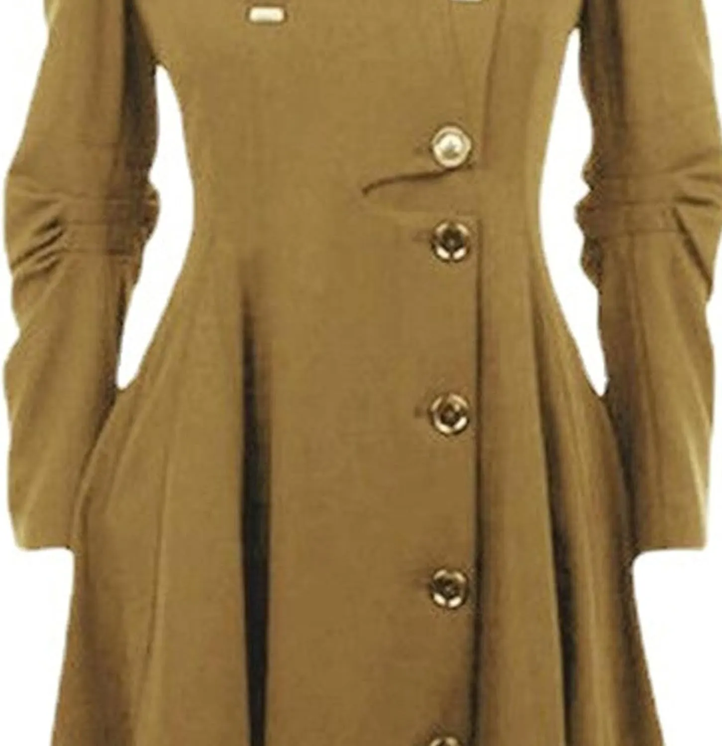 Maiyifu-GJ Womens Single Breasted Hooded Trench Coat Long Sleeve Wool Blend Dress Coats Fall Winter Mid Long Overcoat