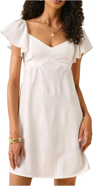 MakeMeChic Women's Ruffle Sleeve Dress Knot Back Cut Out Summer Mini Dresses