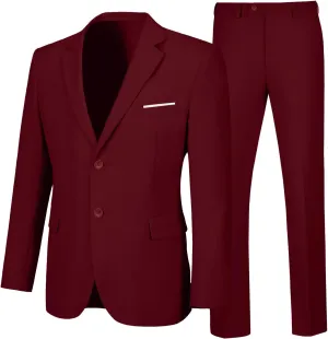 Mens 2 Piece Suit Slim Fit Business Wedding Party Tuxedo Dress Suits for Men Jacket and Pants Set