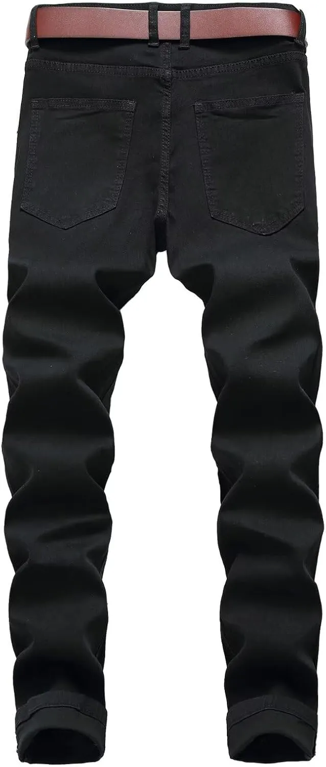 Men's Ripped Skinny Slim Fit Stretch Distressed Destroyed Jeans Denim Pants
