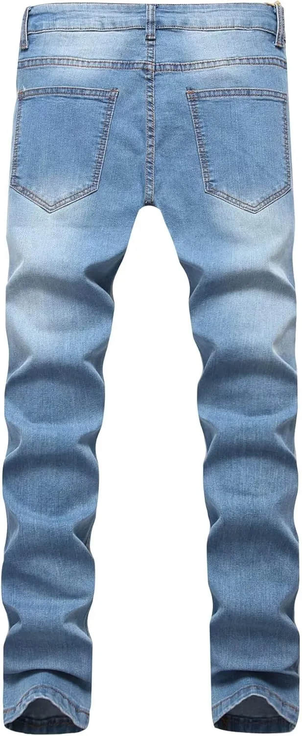 Men's Ripped Skinny Slim Fit Stretch Distressed Destroyed Jeans Denim Pants