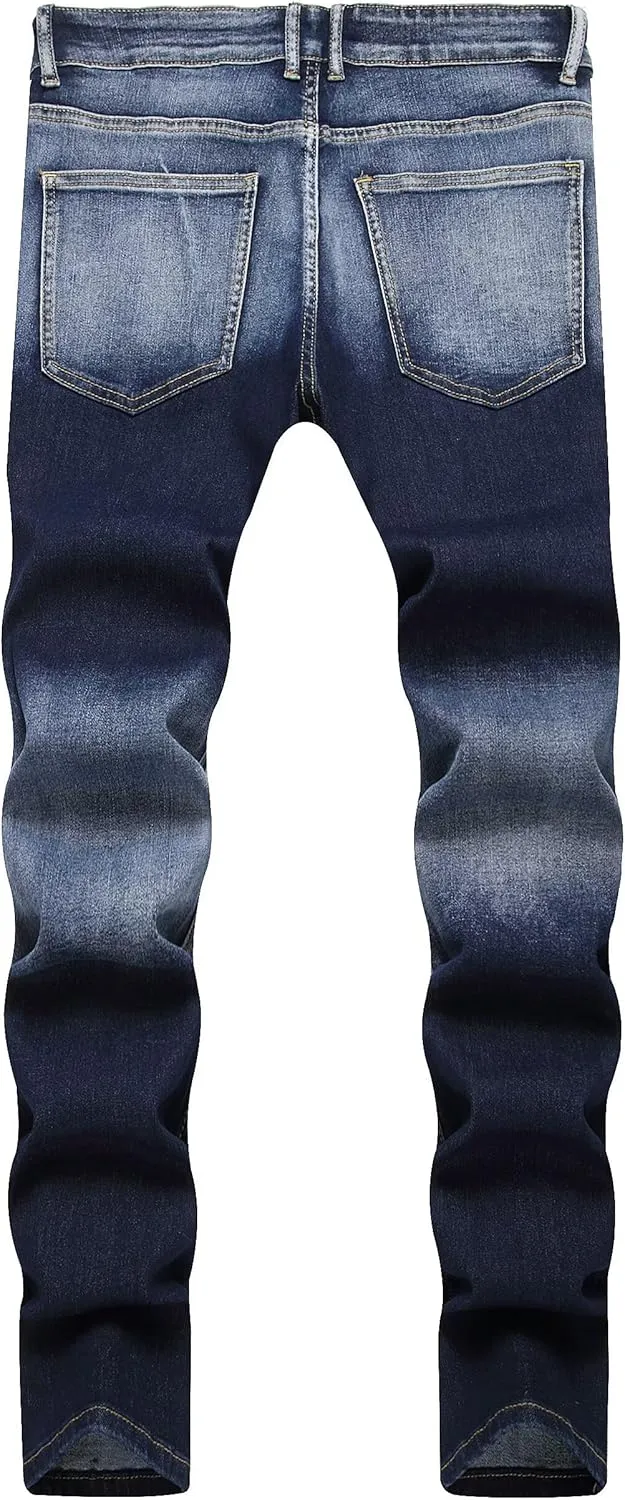 Men's Ripped Skinny Slim Fit Stretch Distressed Destroyed Jeans Denim Pants