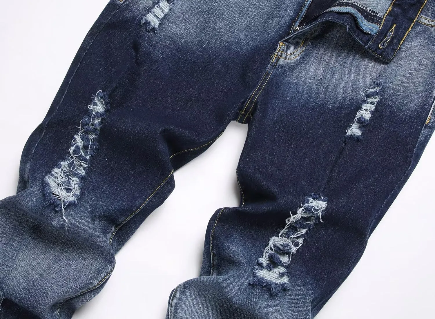 Men's Ripped Skinny Slim Fit Stretch Distressed Destroyed Jeans Denim Pants