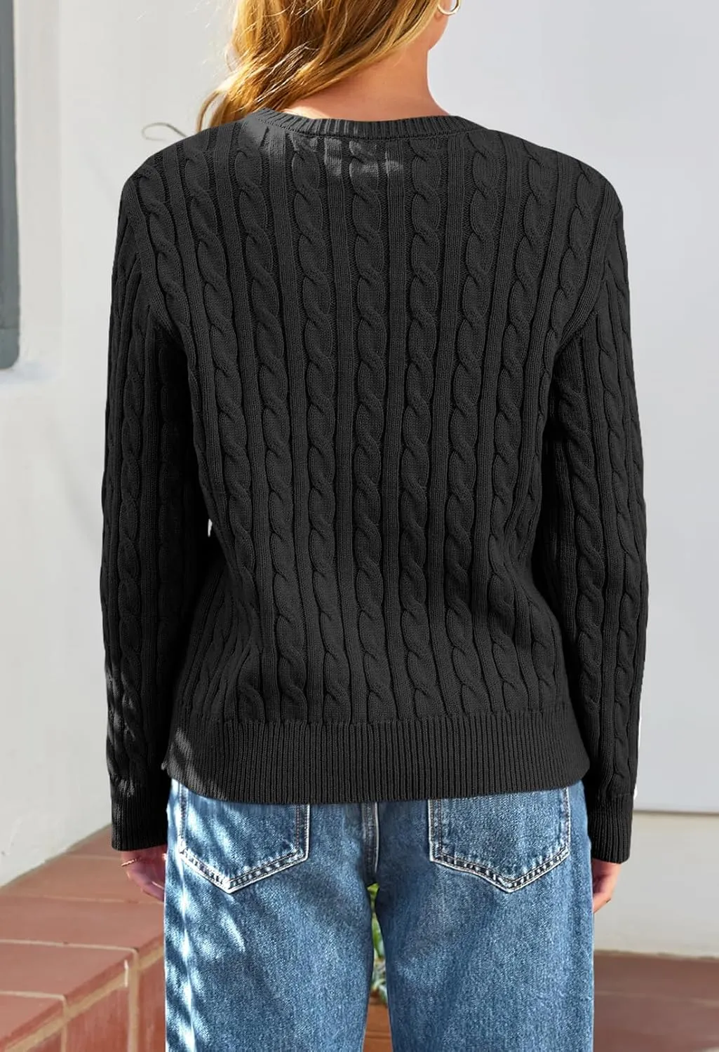 MEROKEETY Women's Cable Knit Open Front Cardigan Sweaters Fall Long Sleeve Button Down Soft Outwear