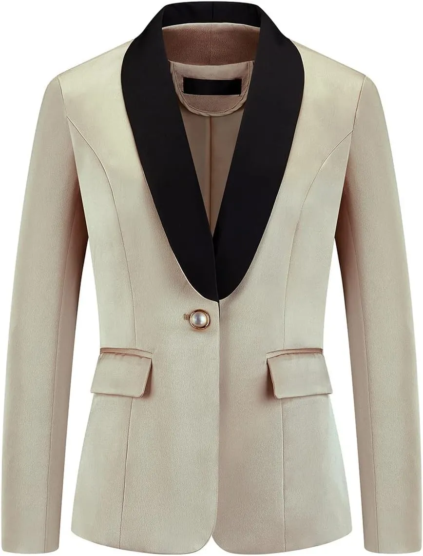 MODFUL Women's 2 Piece Business Suit Set One Button Solid Color Blazer Trouser Suit