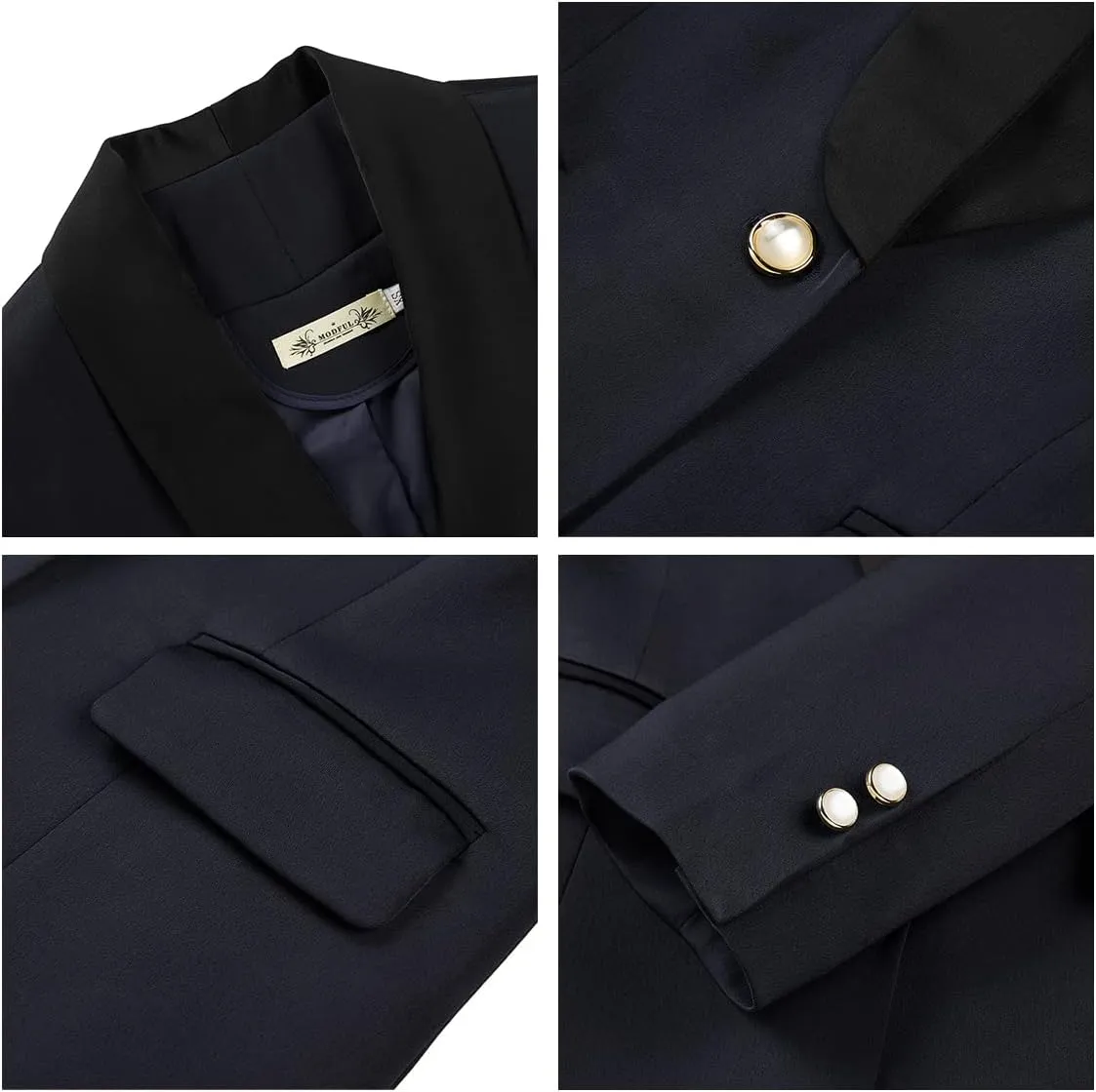 MODFUL Women's 2 Piece Business Suit Set One Button Solid Color Blazer Trouser Suit