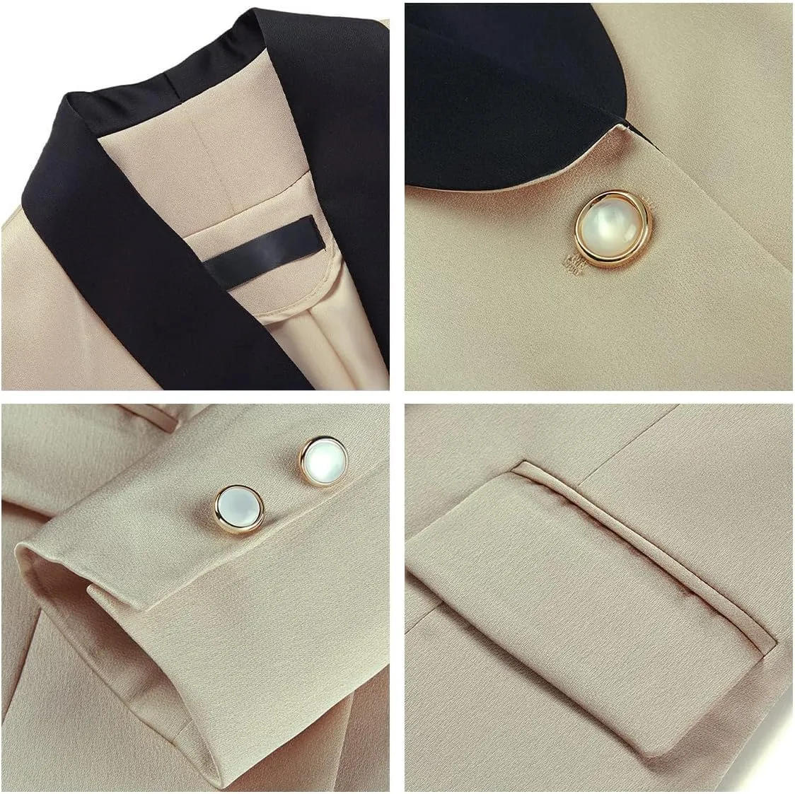 MODFUL Women's 2 Piece Business Suit Set One Button Solid Color Blazer Trouser Suit