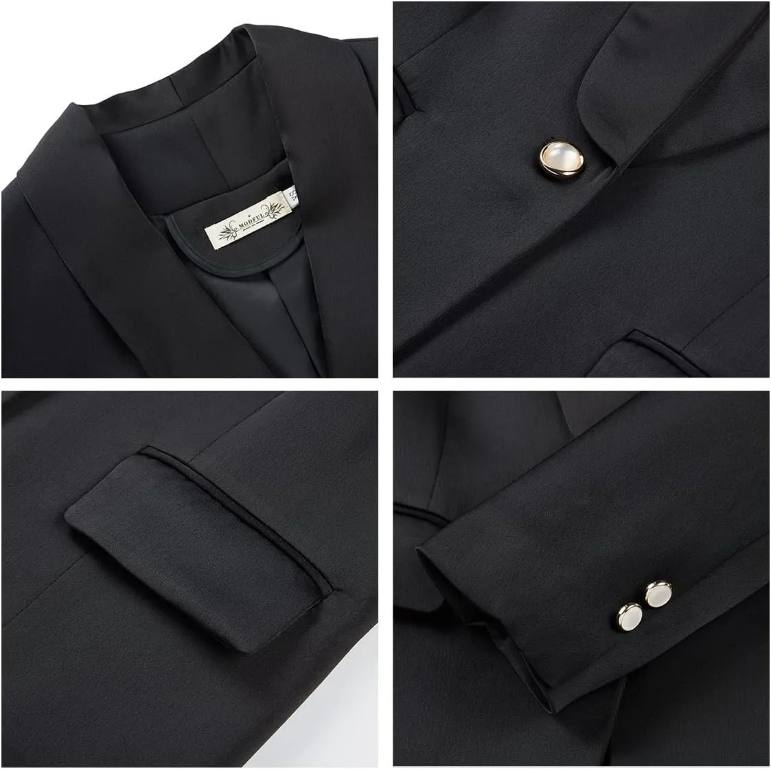 MODFUL Women's 2 Piece Business Suit Set One Button Solid Color Blazer Trouser Suit