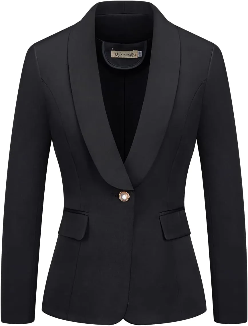 MODFUL Women's 2 Piece Business Suit Set One Button Solid Color Blazer Trouser Suit