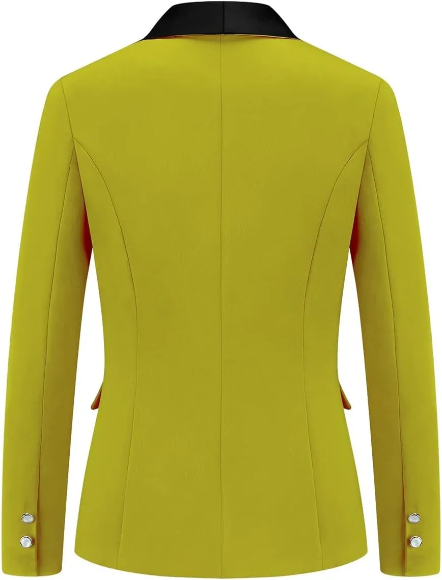 MODFUL Women's 2 Piece Business Suit Set One Button Solid Color Blazer Trouser Suit