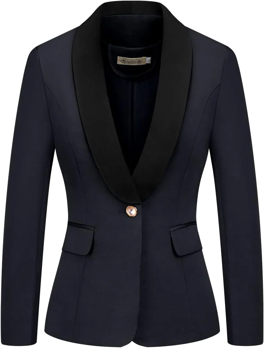 MODFUL Women's 2 Piece Business Suit Set One Button Solid Color Blazer Trouser Suit