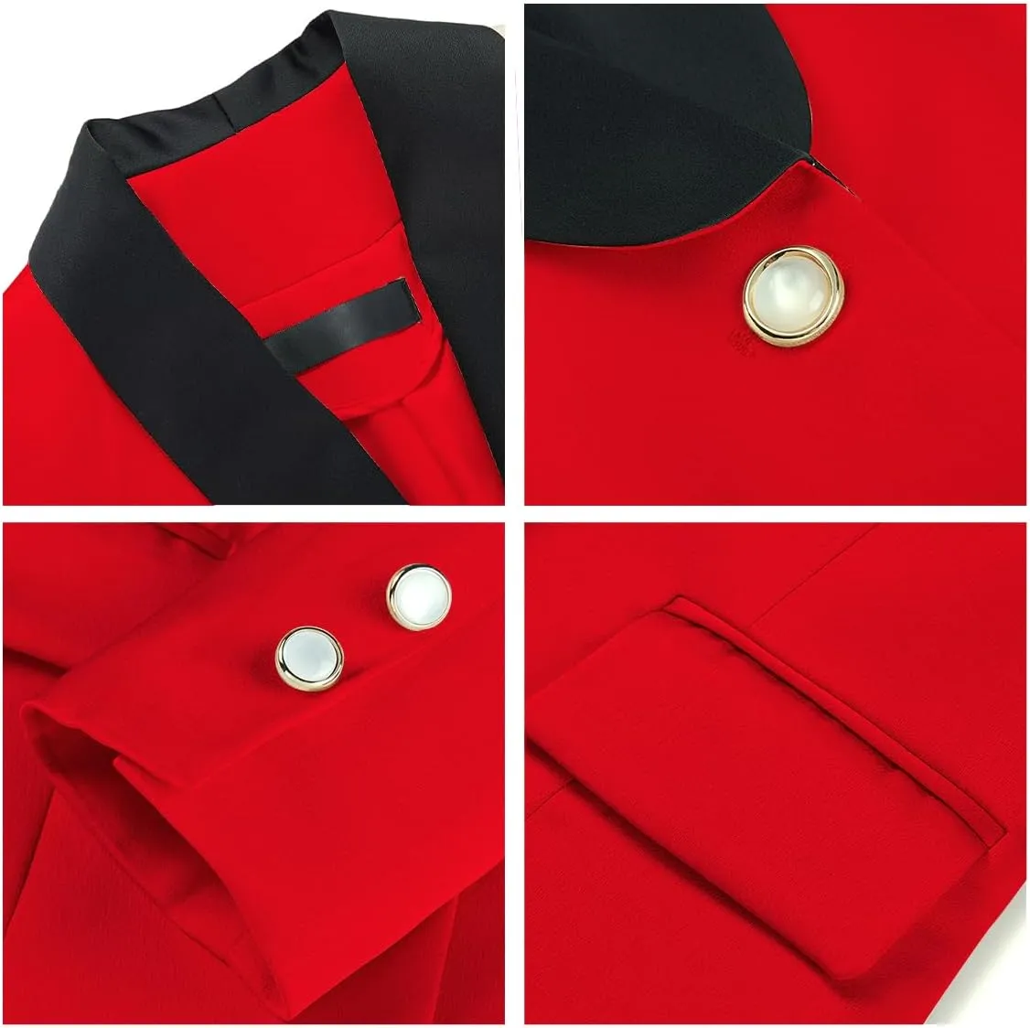 MODFUL Women's 2 Piece Business Suit Set One Button Solid Color Blazer Trouser Suit