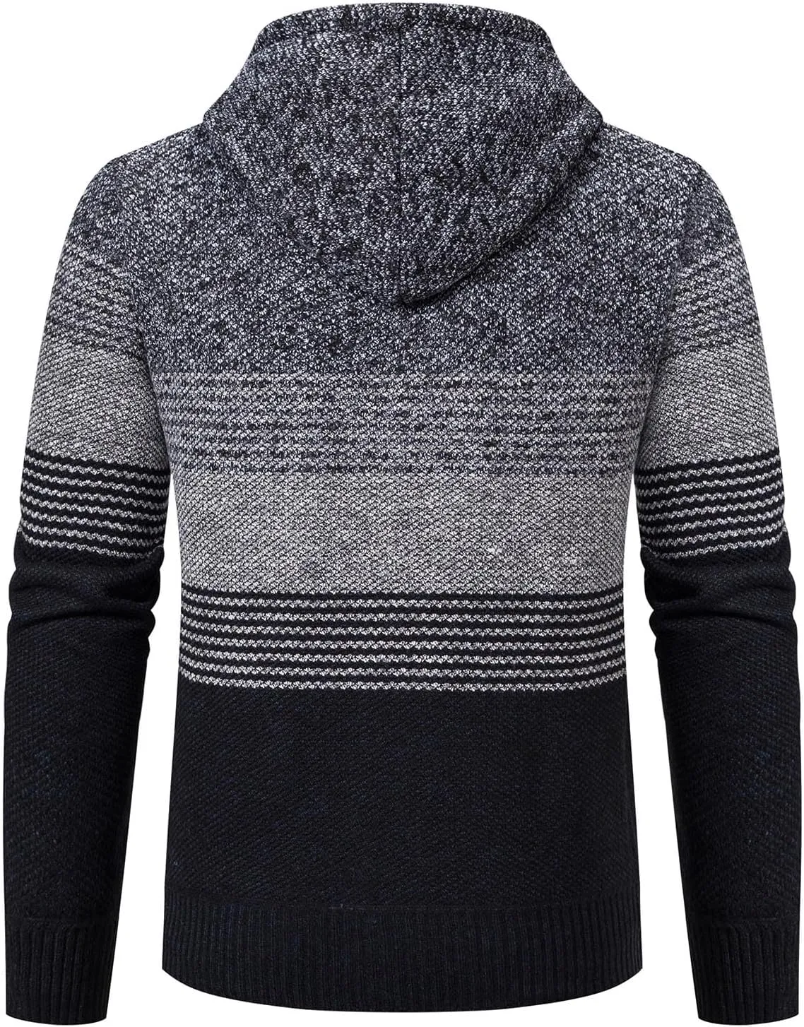 Mylldey Mens Hoodies Knit Sweater, Full Zip Fleece Lined Cardigan Sweaters Casual Regular Fit Knit Hooded Men Sweater Jacket