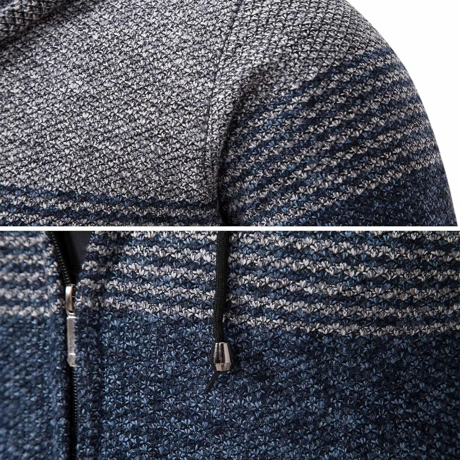 Mylldey Mens Hoodies Knit Sweater, Full Zip Fleece Lined Cardigan Sweaters Casual Regular Fit Knit Hooded Men Sweater Jacket