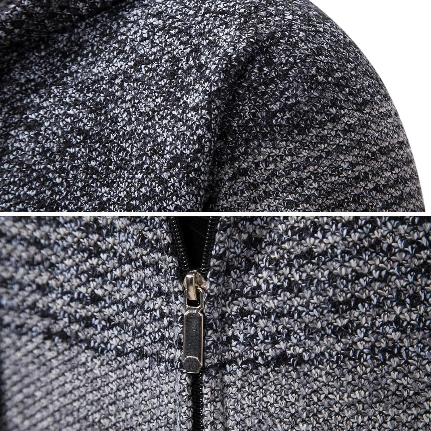 Mylldey Mens Hoodies Knit Sweater, Full Zip Fleece Lined Cardigan Sweaters Casual Regular Fit Knit Hooded Men Sweater Jacket