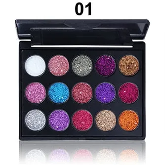 Natural Waterproof Glitter Eyeshadow Palette Shining Metals Powder Shimmer Pigments Kits 15 Colors
