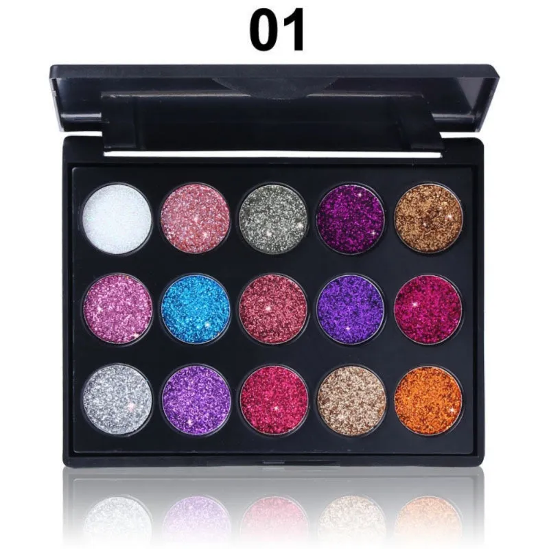 Natural Waterproof Glitter Eyeshadow Palette Shining Metals Powder Shimmer Pigments Kits 15 Colors