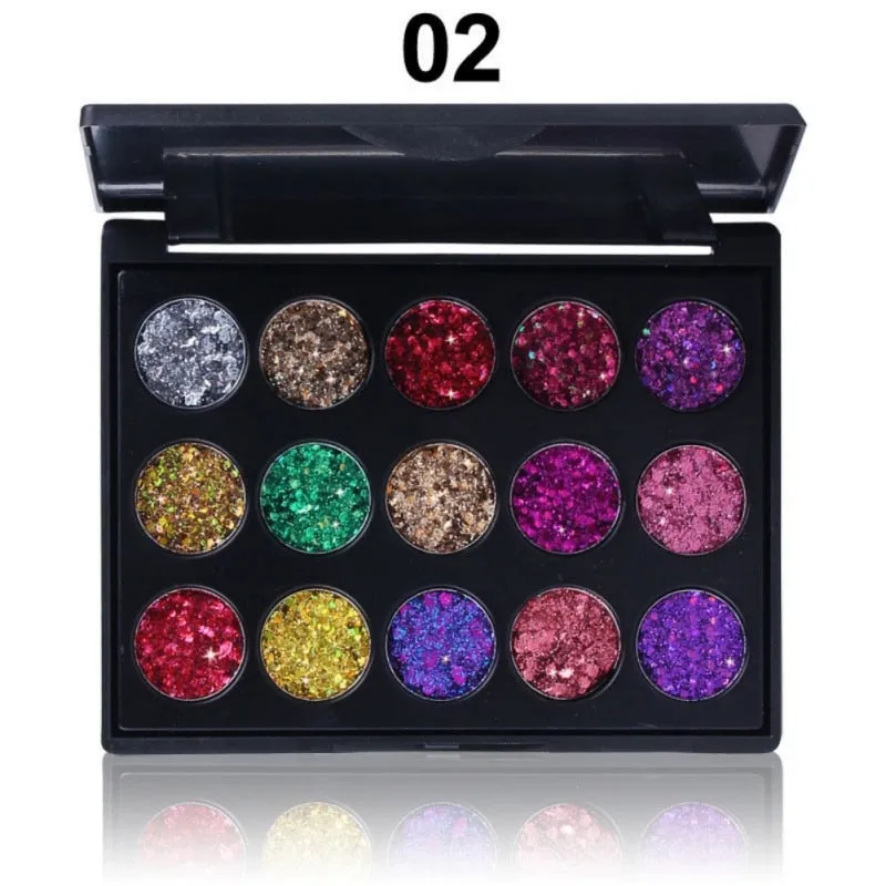 Natural Waterproof Glitter Eyeshadow Palette Shining Metals Powder Shimmer Pigments Kits 15 Colors