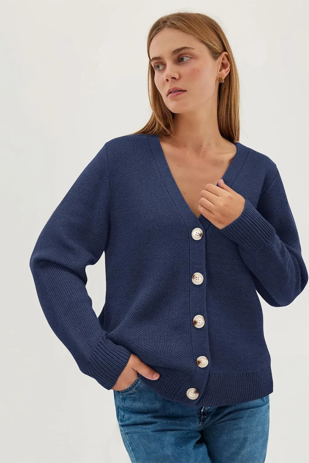 Newshows Womens Fall Fashion 2024 Wool Blended Cardigan Sweater Button Down Long Sleeve Knit Outerwear Coats