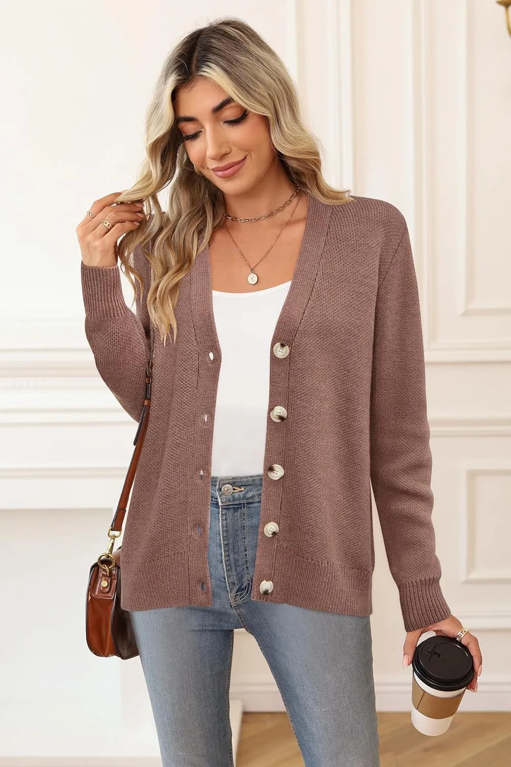 Newshows Womens Fall Fashion 2024 Wool Blended Cardigan Sweater Button Down Long Sleeve Knit Outerwear Coats