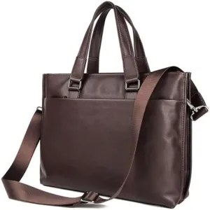 Nordic Men's Briefcase Commuter Handbag Cowhide Computer Bag for Office Commute
