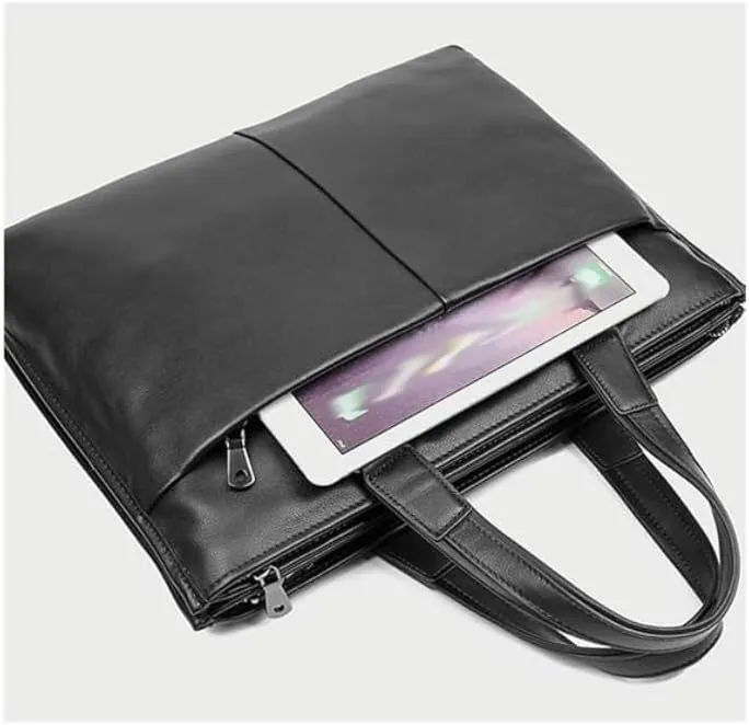 Nordic Men's Briefcase Commuter Handbag Cowhide Computer Bag for Office Commute