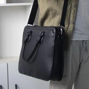 Nordic Men's Horizontal Cowhide Crossbody Shoulder Bag Casual Business Briefcase for Office Commute