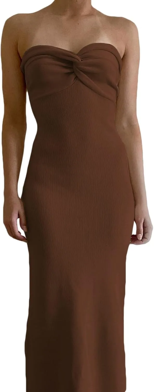 NUFIWI Womens Sexy Knitted Cut Out Spaghetti Strap Long Dresses Halter Neck Backless Maxi Dress Club Party Y2K Streetwear