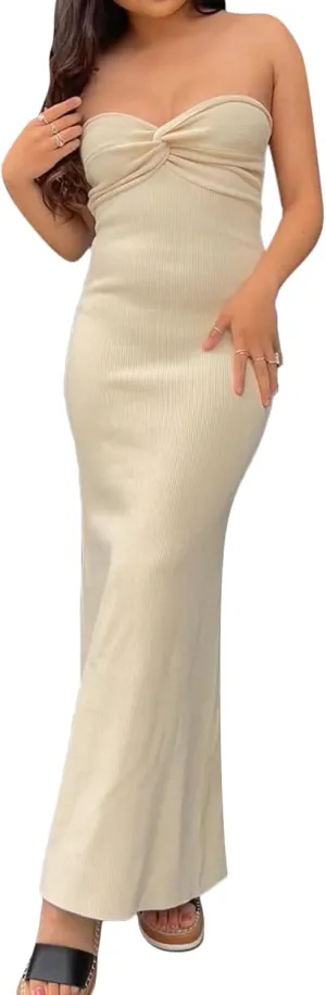 NUFIWI Womens Sexy Knitted Cut Out Spaghetti Strap Long Dresses Halter Neck Backless Maxi Dress Club Party Y2K Streetwear
