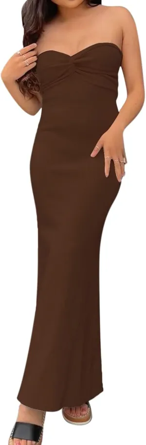 NUFIWI Womens Sexy Knitted Cut Out Spaghetti Strap Long Dresses Halter Neck Backless Maxi Dress Club Party Y2K Streetwear