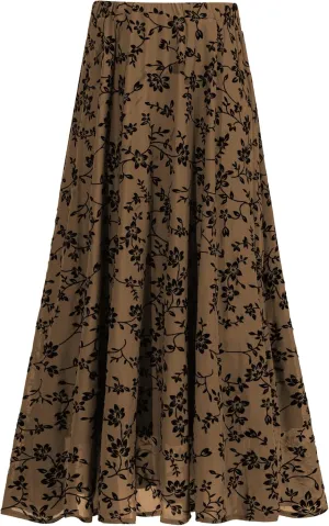 Othyroce Women's Plus Size Maxi Skirt A-Line Floral High Waisted Flowy Summer Long Skirt 3D Posy Double-Layered Midi Skirt