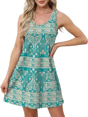 Otime Womens Skirts Summer Spring and Summer Casual Floral Print Casual Vest with Pockets Beach Skirt