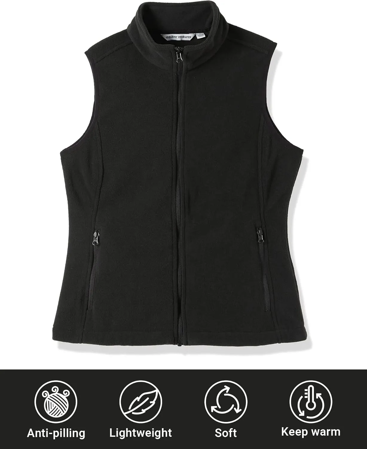 Outdoor Ventures Women's Polar Fleece Zip Vest Outerwear with Pockets,Warm Sleeveless Coat Vest for Fall & Winter