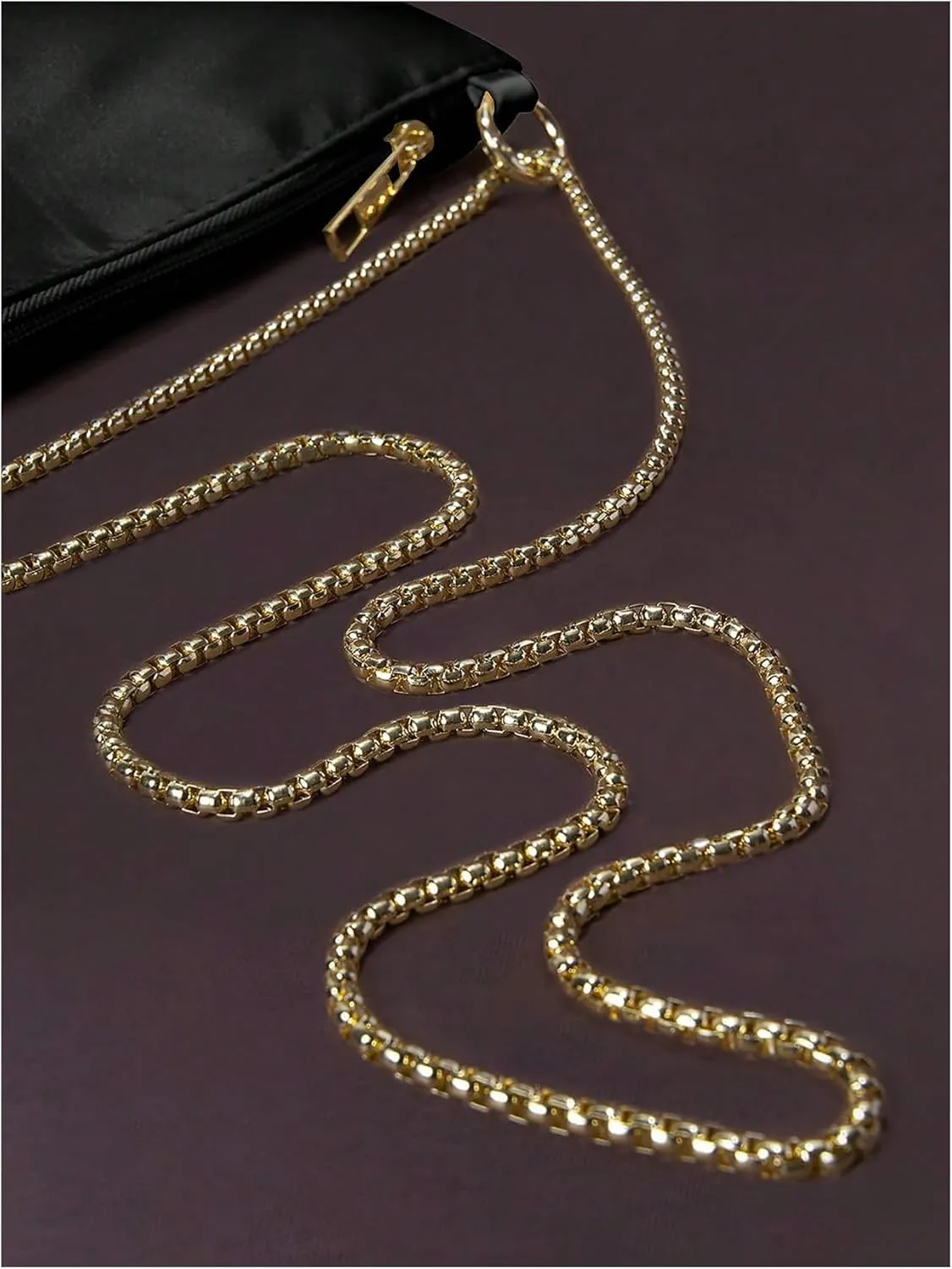 OYOANGLE Women's Metallic Chain Shoulder Bag Satin Evening Purse Tote Bags Zipper Formal Clutch Handbags