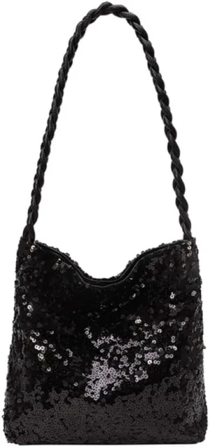 Party Bag For Women Evening Bags Glitter Purse Shoulder Purses Soft For Wedding Prom Club Night Outdoor Silver Black