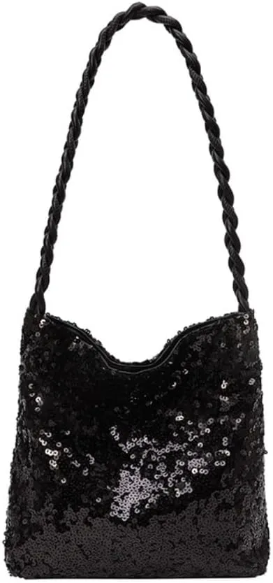 Party Bag For Women Evening Bags Glitter Purse Shoulder Purses Soft For Wedding Prom Club Night Outdoor Silver Black