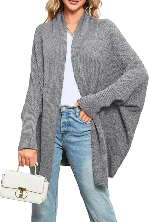 Pink Queen Cardigan Sweaters for Women Oversized Chunky Kimono Slouchy Wrap Batwing Sleeve Open Front Outwear Coat