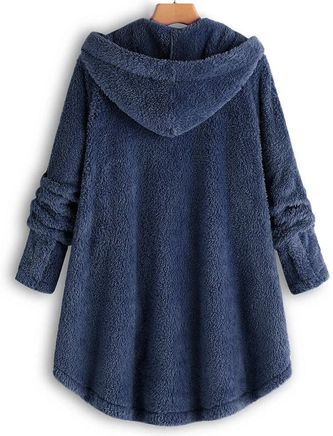 Plus Size Cardigan for Women Loose Button Down Hooded Sweater Long Sleeve Solid Fuzzy Jacket Coat 2024 Fall Winter