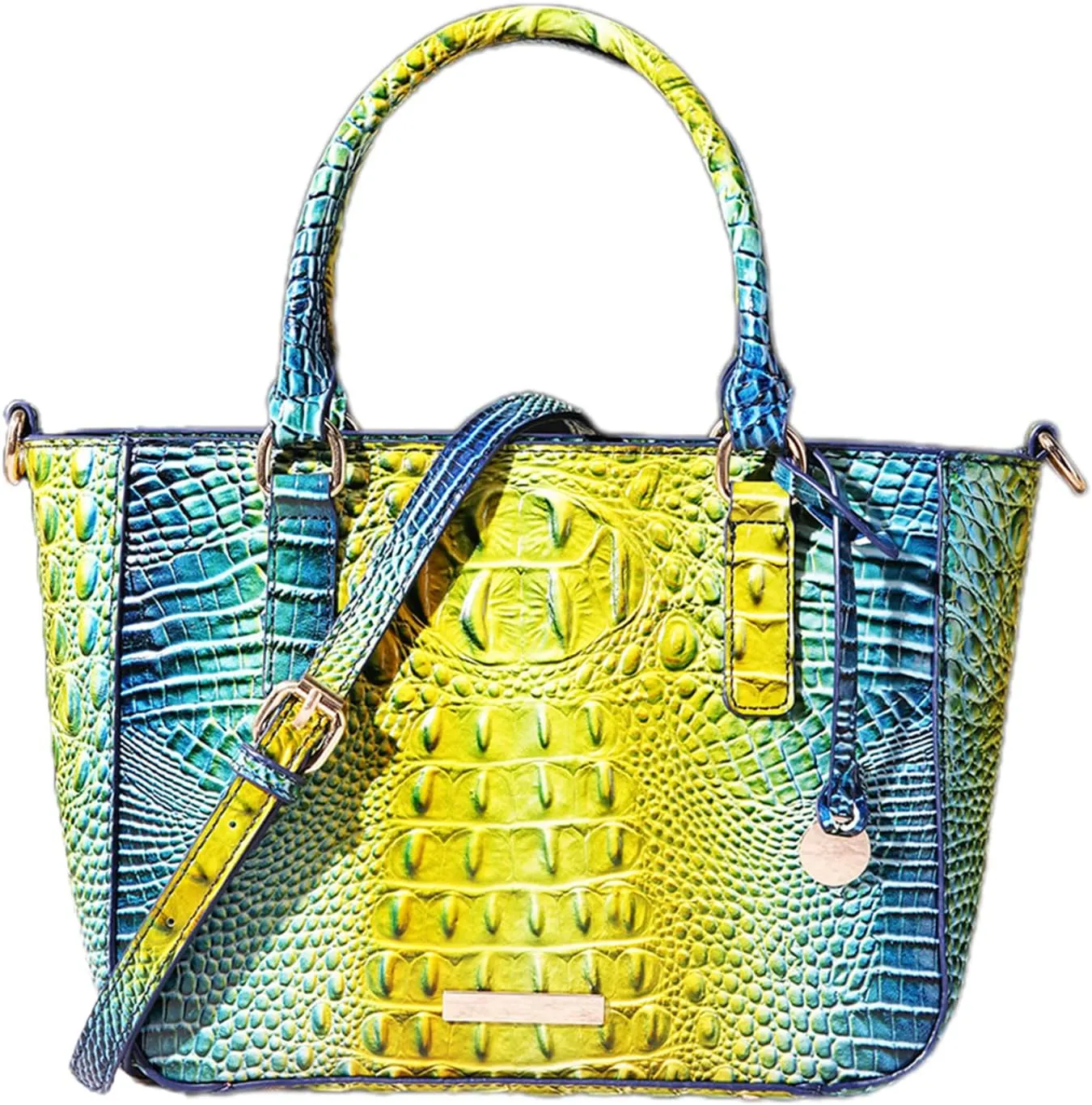 PU Leather Top Handle Handbag for Women Vintage Crocodile Print Large Capacity Satchel Daily Work Crossbody Shoulder Bagbag1008OWOISS