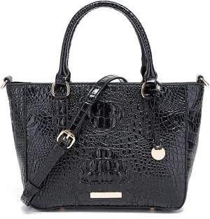 PU Leather Top Handle Handbag for Women Vintage Crocodile Print Large Capacity Satchel Daily Work Crossbody Shoulder Bagbag1019OWOISS