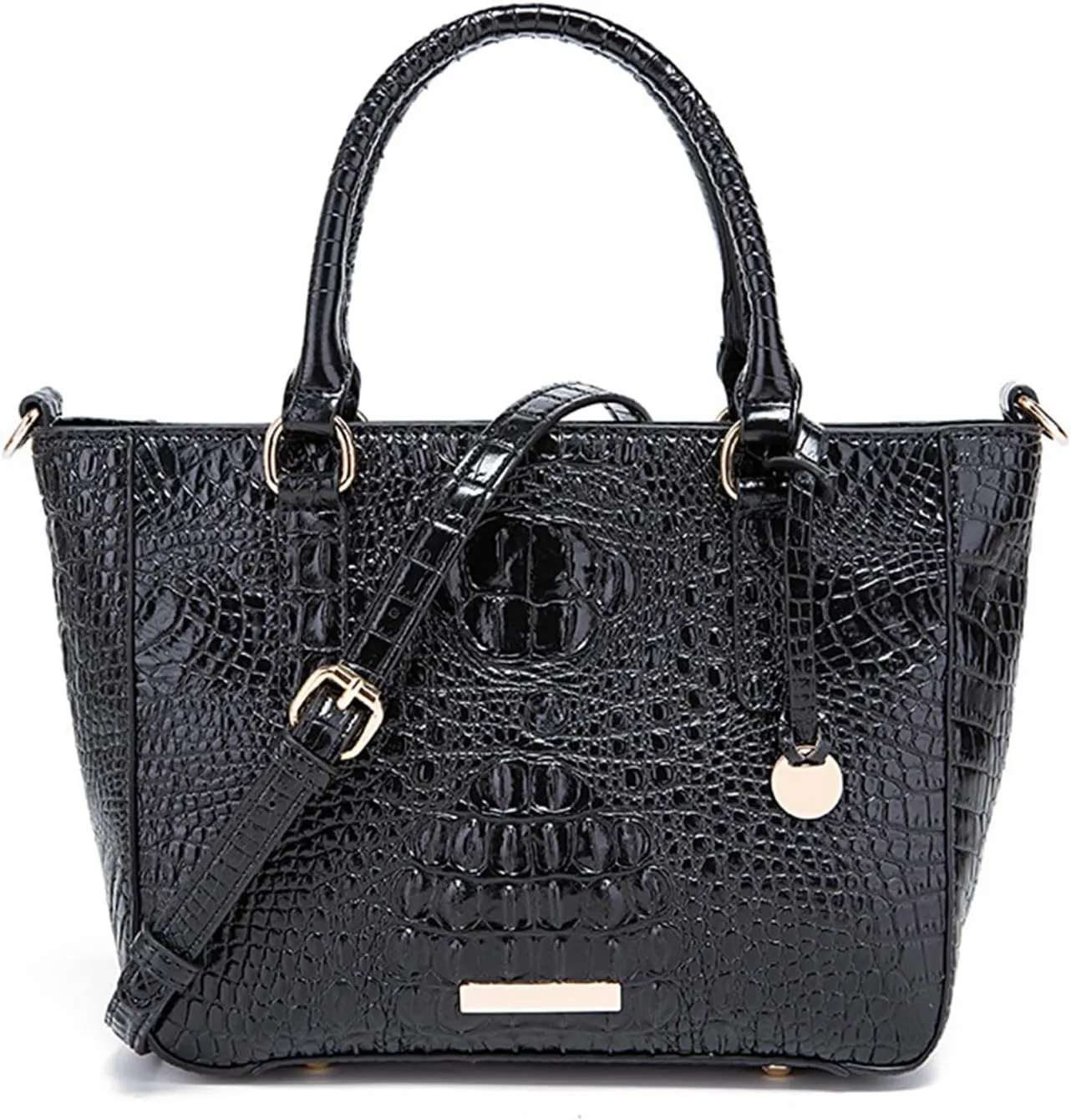 PU Leather Top Handle Handbag for Women Vintage Crocodile Print Large Capacity Satchel Daily Work Crossbody Shoulder Bagbag1019OWOISS