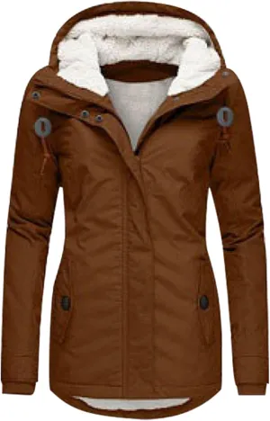 Puffer Jackets Womens Warm Hooded Jacket Thick Cotton Padded Loose Fleece Outerwear Oversized Hooded Winter Coats